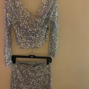 Madden Girl Shimmering Silver Sequin Ensemble